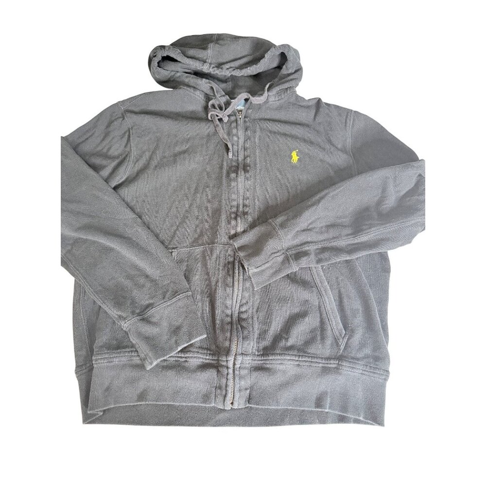 Polo Ralph Lauren Full-Zip Hoodie Jacket Mens L Blake Cotton Yellow Pony Vintage